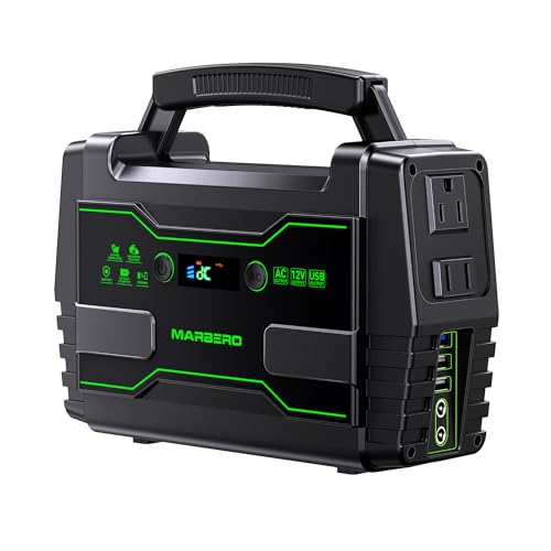 MARBERO Portable Power Station 155Wh, 100W Camping Generator 42,000mAh | Solar Generator 100W with AC DC and USB Outputs LED Fast Charge for Camping Outdoor Hiking RV Home Blackout Backup Emergency - color: Celery Green
