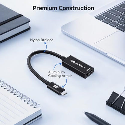 Cable Matters Braided Aluminum USB C to HDMI Adapter, 4K USB-C to HDMI | 4K@60Hz / 2K@144Hz, USB Type C to HDMI, for iPhone 17/16, MacBook, Tablet, TV, and Monitor