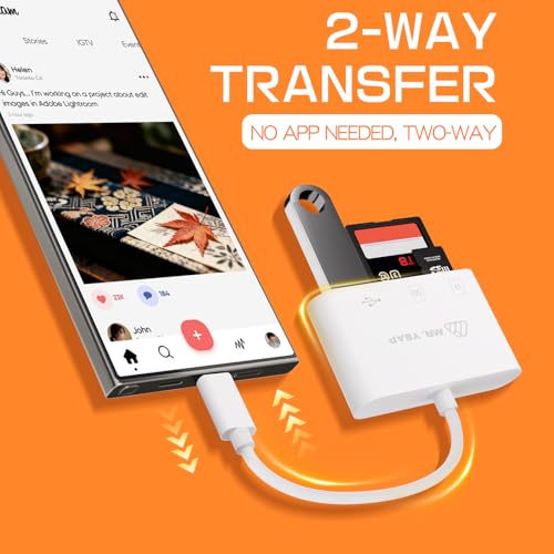USB SD Card Reader 3.0, USB C Card Reader for iPhone 15/16 iPad MacBook Windows Android, 3 in 1 TF & SD Card Adapter, Portable Micro SD Memory Card Adapter, Trail Camera Viewer, Plug and Play
