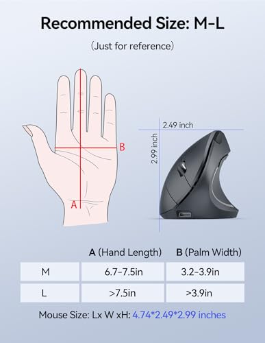 TECKNET Wireless Ergonomic Mouse, Rechargeable Wireless Vertical Mouse | Rechargeable Mouse Gray, 2.4GHz USB Receiver, Silent Click, 6 Adjustable DPI up to 4800, 6 Buttons for Laptop, PC & MacBook - color: Light Gray