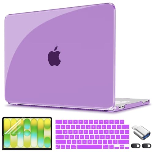 CISSOOK for MacBook Neo 13 inch Case Purple 2026 Model A3404 A18 Pro Chip | 5in1 Set Hard Shell Case, Keyboard Cover, Screen Protector, Scratch Resistant, Ultra-Thin, for Office & Travel - color: Crystal Purple