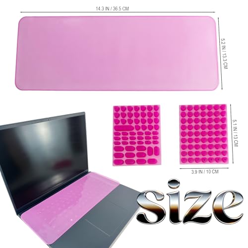 Keyboard Sticker for Long Nails with 119PCS Letters + 17 Inch Universal Keyboard Cover, Reusable Adhesive Silicone Keyboard Stickers, Dustproof Easy-Remove Protector Set for Desktop Keyboard(White)