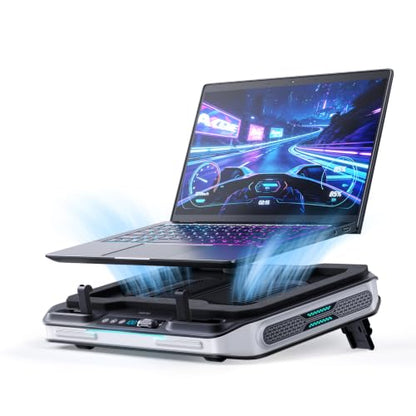 llano V11 Pro Laptop Cooling Pad, Gaming Laptop Cooler RGB Laptop Fan | Laptop Cooling Stand with 4.7 Inch Turbofan, for 14-17.3in Laptop, Adjustable Speed, Dustproof, 3-Port USB Hub,Black & Gray - color: Black & Gray