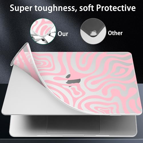 for 2026 MacBook Air 13-inch Laptop Case M5 2026 M4 2025 M3 2024 M2 2022 Release Model A3449 A3240 A3113 A2681, Hard Shell Cover for MacBook Air 13.6 inch, Pink Wave Pattern - color: Pink Wave Pattern
