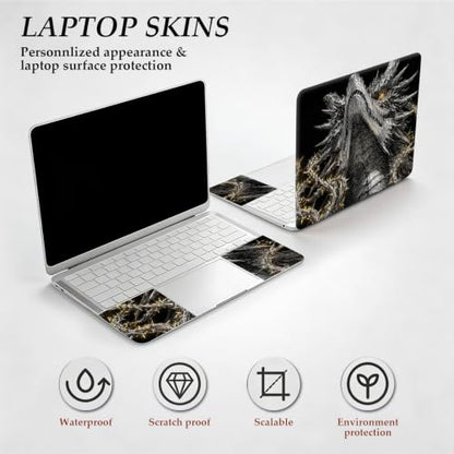 DEGDFSGR 12.1-15.6 Inch Universal Reusable Laptop Skin Sticker Decal, Waterproof Removable Protector for Notebook Cover, Scratch-Resistant Vinyl Cuttable Full Wrap Sticker, Dark Fantasy Dragon - color: Dark Fantasy Dragon