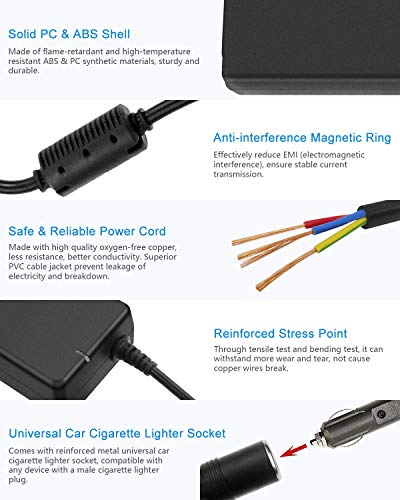 ALITOVE Cigarette Lighter Adapter to Wall Plug 8A 110V to 12V Converter | 120V to 12 Volt Converter 96W, AC to DC Adapter 8Amp 5A 3A, for Small Car Vacuum Air Pump Cooler Massager Fan - size: 8A