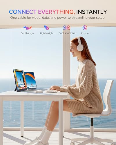 EVICIV Portable Monitor 15.6", 125% sRGB 1080P IPS Laptop Monitor | 350 Nits, 2000:1 Contrast, USB-C & MINI HDMI, VESA & Case, Ultra-Slim Travel Second Screen for Computer, Game Consoles - size: 15.6-Inch