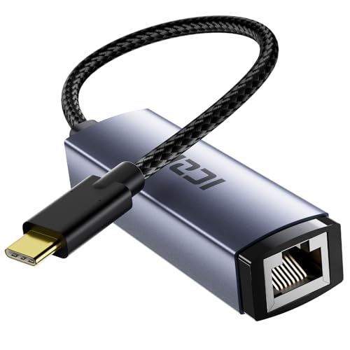 ICZI USB C to Ethernet Adapter, Plug and Play Gigabit USB C Network Adapter, Thunderbolt 4/3 to RJ45 Dongle, Aluminum Case Ethernet Adapter Compatible for MacBook Pro/Air, iPad, iPhone, XPS