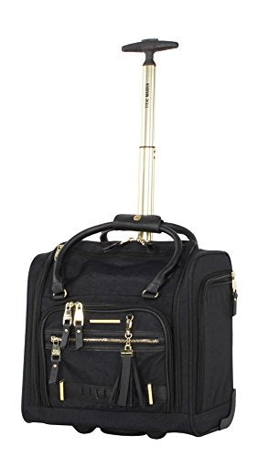 steve madden Designer 15 Inch Carry on Suitcase- Small Weekender Overnight Business Travel Luggage- Lightweight 2- Rolling Spinner Wheels Under Seat Bag for Women (Peek-A-Boo Black) - color: Peek-A-Boo Black