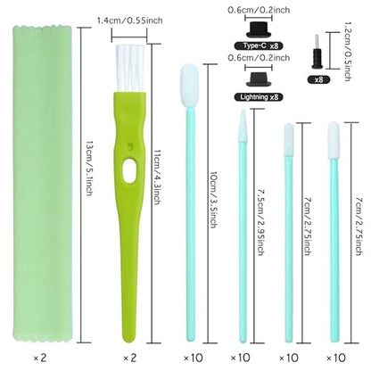 Aneco 68 Pieces Cell Phone Cleaning Kit Brush Set USB Charging Port Type C Anti Dust Port Plug Set and Headphone Jack Cleaner Compatible with iPhone, iOS Android, Cell Phone, Electronics Cleaner