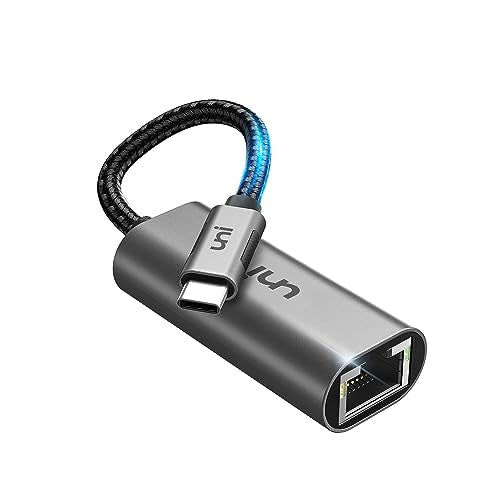 uni USB C to Ethernet Adapter, Driver Free RJ45 to USB C [Thunderbolt 3/4 Compatible], 1Gbps Type-C Gigabit Ethernet LAN Network Adapter for MacBook Pro/Air, iPhone 15 Pro/Max, Dell XPS, Galaxy S8-S24 - style: Grey-USB C