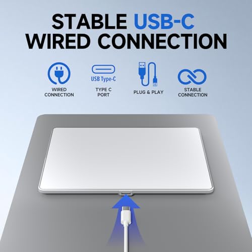 Wired Trackpad for Windows 10/11 – High-Precision Multi-Touch Portable Touchpad Mouse with Multi-Gesture, Ultra-Slim Aluminum Design, Compatibility for PC, Laptop, and Desktop Computers - color: White