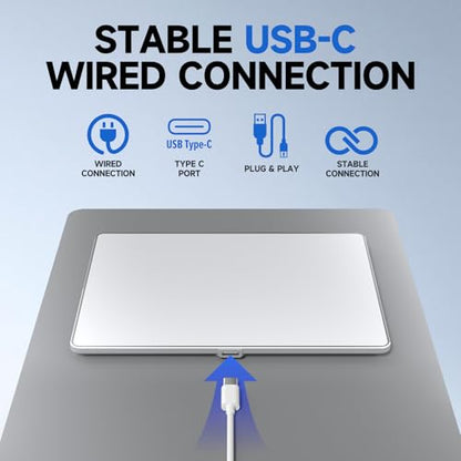 Wired Trackpad for Windows 10/11 – High-Precision Multi-Touch Portable Touchpad Mouse with Multi-Gesture, Ultra-Slim Aluminum Design, Compatibility for PC, Laptop, and Desktop Computers - color: White