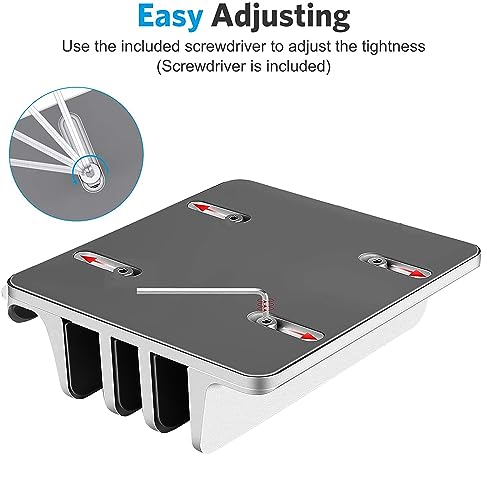 Vertical Laptop Stand for Desk [Updated Version],3-Slot Space-Saving Aluminum Desktop Stand Holder with Adjustable Dock Size Compatible for All MacBook/HP/Dell/Surface/Samsung/Chrome Book(Silver)