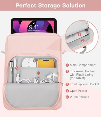 MoKo 13 Inch Tablet Sleeve Bag Carrying Case with Shoulder Strap Handle | Fits iPad Pro 13-inch M5, iPad Air 13-inch M4/M3, iPad Pro 12.9 M2/M1 and Galaxy Tab S8+/S9+ 12.4, Pink - color: Pink, size: 12.9 inch