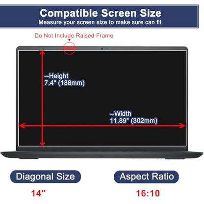14 Inch Laptop Screen Protector Tempered Glass for 14 Inch HP/Dell/Lenovo/Acer/Samsung 14" 16:10 Laptop 9H Hardness, Anti Fingerprint, Bubble Free (302x188 mm/W x H) - size: 14"(16:10)