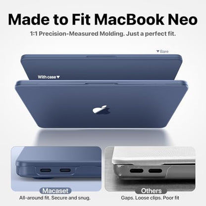 for MacBook Neo Case 13 inch | 2026 New | Scratch & Fingerprint Resistant 100% Match Official Color | Matte Hard Shell Blue Cover for A3404 - Indigo Clear - color: Frosted Blue