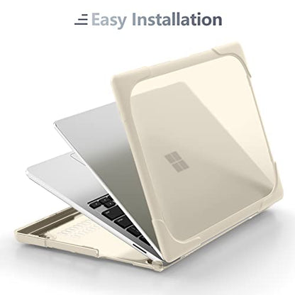 Batianda Durable Stand Case for Microsoft Surface Laptop 13.5 Inch, Khaki | Fits Surface Laptop 3/4/5 13.5" with Alcantara Palm Rest, Heavy Duty Ergonomic Foldable Stand, TPU Bumper, Matte Hard Shell - color: Khaki, size: with Alcantara material Palm Rest