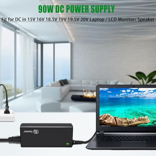 90W Laptop Charger Universal 15V-20V Power Supply Adapter. | for 15V 18V 19V 19.5V 20V Lenovo HP Dell ASUS Acer Samsung Sony Fujitsu Notebook Chromebook Power Supply Cord with 15 Tips