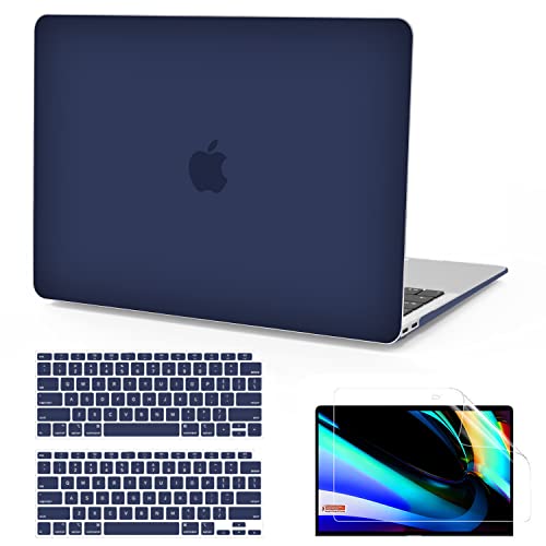 B BELK for MacBook Air 13 inch Case 2021-2018 M1 Chip A2337 A2179 A1932 | Matte Plastic Laptop Hard Shell for MacBook Air 13.3 inch Case Touch ID with Keyboard Cover & Screen Protector, Navy Blue - color: Navy Blue