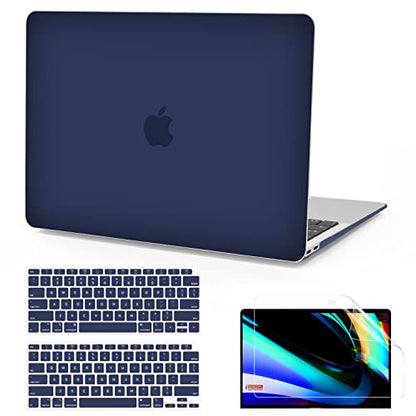 B BELK for MacBook Air 13 inch Case 2021-2018 M1 Chip A2337 A2179 A1932 | Matte Plastic Laptop Hard Shell for MacBook Air 13.3 inch Case Touch ID with Keyboard Cover & Screen Protector, Navy Blue - color: Navy Blue