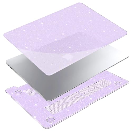 G JGOO for MacBook Air 13 inch Case 2021 2020-2018 M1 A2337 A2179 A1932 | Glitter Protective Plastic Hard Shell for MacBook Air 13.3 inch Case + Keyboard Cover + Screen Protector, Sparkly Purple - color: Purple