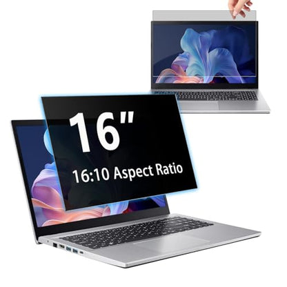 16" Privacy Screen Computer for 16:10 Aspect Ratio, 2-Sided Removable Anti-Peeping/Anti-Glare, Blue Light Block, UV Protect, Reduce Strain, Anti-Scratch, Fits 16-inch 16:10 Protector Film - size: 16inch 16:10