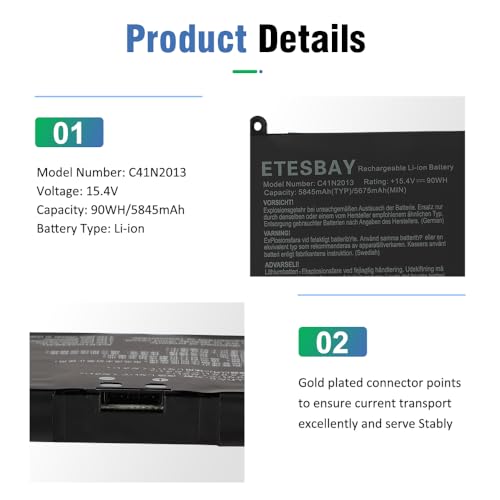 C41N2013 C41N2013-1 Battery Replacement for ASUS ROG Strix G15 G513 G513IM G17 G713 G713IM G713QM Scar 15 G533 G533QM G533QR 17 G733 G733ZM Zephyrus G15 GA503 S17 GX703 M16 GU603 GU603HE