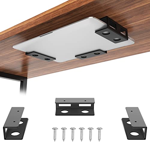 GOME Under Desk Laptop Mount Metal Bracket with Felt Board, Under Desk Laptop Tray Holder Shelf with Screws to Enhanced Stability