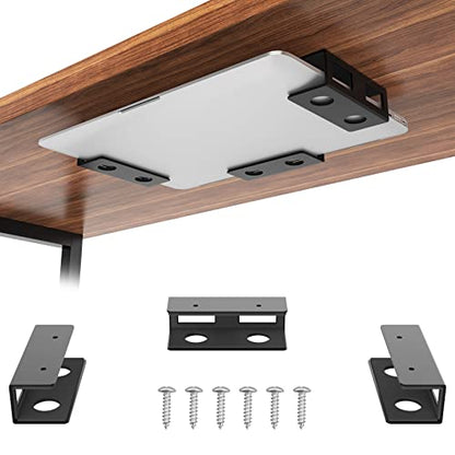 GOME Under Desk Laptop Mount Metal Bracket with Felt Board, Under Desk Laptop Tray Holder Shelf with Screws to Enhanced Stability