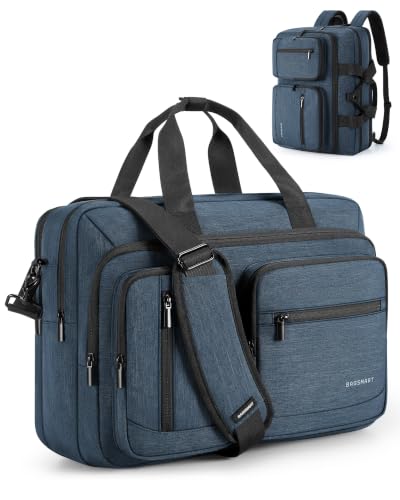 BAGSMART 3 In 1 Laptop Bag for Men, Computer Briefcase 17.3 Inch Laptop Water-Repellent Shoulder Bag, Computer Bag Business Travel Office, Navy Blue - color: Deep Blue