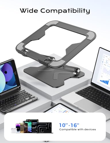 JCZT Adjustable Laptop Stand for Desk, Metal Foldable Laptop Riser, Portable Laptop Holder Mount, Ventilated Cooling Notebook Stand for MacBook Air Pro, All 10-16'' Notebooks Laptops Black - color: Black