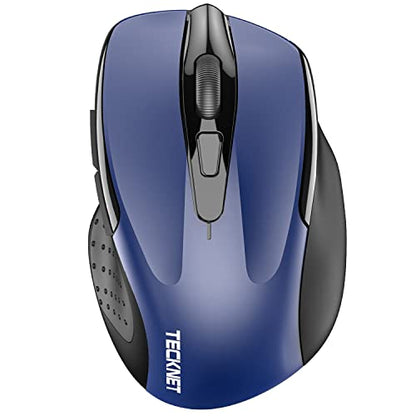 TECKNET Wireless Mouse (2.4G & BT5.0/3.0) Silent 4800 DPI Computer USB A & Bluetooth Mouse 6 Buttons, Wide Compatibility - Blue - color: Blue