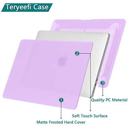 Teryeefi Compatible with MacBook Air 13.6 inch M2 M3 M4 M5 Case 2022-20252026 Model A2681/A3113/A3240/A3449, Laptop Hard Shell Case & Keyboard Cover & USB 3.0 Adapter, Frosted Purple - color: Frosted Purple