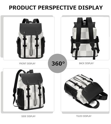KingTo Luxury Anti Theft Laptop Backpack for Men, Waterproof Travel Bag | Laptop-ready business layout, anti-theft design and waterproof claim support office commute, travel and campus use - color: B-white