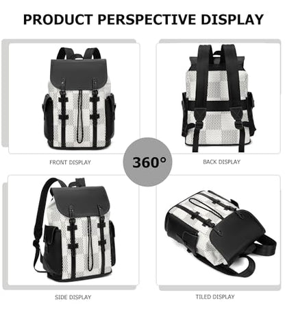 KingTo Luxury Anti Theft Laptop Backpack for Men, Waterproof Travel Bag | Laptop-ready business layout, anti-theft design and waterproof claim support office commute, travel and campus use - color: B-white