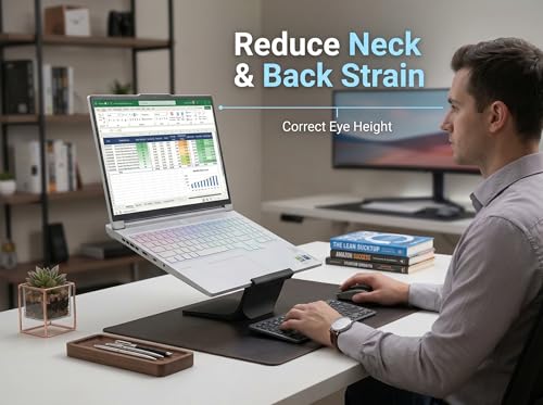 Laptop Stand for Desk – Ergonomic Laptop Riser, Improves Posture & Reduces Neck Pain, Stable No-Wobble Design, Cooling Airflow, Fits 10–17” Laptops, Office & Home Setup (White) - color: White