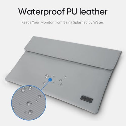 ARZOPA 16.1" Portable Monitor Sleeve Bag, PU Leather Case for Travel Monitor Laptop, Grey - size: 16.1"