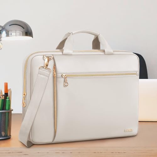 Laptop Bag Case for Women Men Messenger Briefcase Bag, 15.6 16 Inch | Compatible with MacBook Pro M5/HP OmniBook Omen Envy/Dell Pro Inspiron/Lenovo Yoga IdealPad, Carrying Computer Bag, Beige - color: Beige, size: 15.6 inch