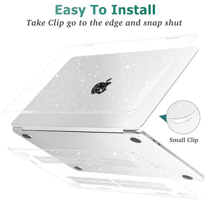 May Chen Case for MacBook Air 13/13.6-inch (M5/M4/M3/M2, 2022-2026 Models A3449 A3240 A3113 A2681), Lightweight | Closes Seamlessly | Ideal for Work Hard Shell Case, Clear Glitter - color: Clear Glitter