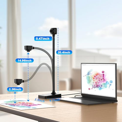 AlKOR USB Document Camera for Teaching & Distance Learning,Manual Focus Webcam with Mic, Foldable Design for Mac OS/Windows/Chromebook-Online Classes, Web Conferencing & Live Demos,Remote Work