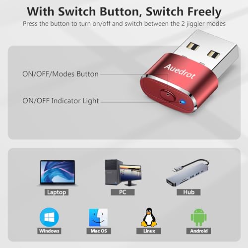 Auedrot Mouse Jiggler USB Mover with Switch Button, Automatic Mouse Wiggler with 2 Jiggle Modes, Plug & Play, Keep Computer/Laptop Awake, Orange - color: Orange, style: 1 PCS