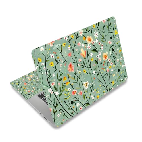 Laptop Skin Sticker Decal,13.3" 14" 15" 15.4" 15.6 inch Laptop Universal Vinyl Skin Sticker Cover, Reusable Art Decal Protector, Green Art Flowers - color: Green Art Flowers