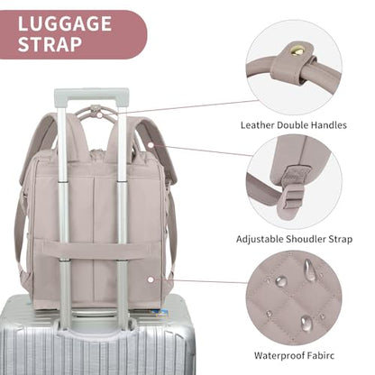 EMPSIGN 17 Inch Laptop Backpack for Women, Work Business Travel Computer College Bags, Large Capacity Water-repellent Quilted Casual Daypack, Dusty Pink | Computer Bag, Work Business Travel College, Large Capacity, Water-repellent, Quilted Casual Daypack