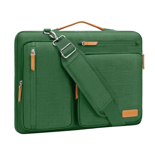 MOSISO 360 Protective Laptop Shoulder Bag, 14 inch Computer Bags | Compatible with HP Lenovo Dell ASUS Acer, HP, Dell, Lenovo,Side Open Messenger Bag with 4 Zipper Pockets&Handle, Jungle Green - color: Jungle Green, size: 14 inch