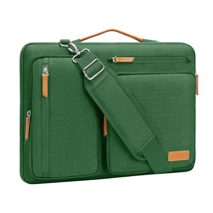 MOSISO 360 Protective Laptop Shoulder Bag, 14 inch Computer Bags | Compatible with HP Lenovo Dell ASUS Acer, HP, Dell, Lenovo,Side Open Messenger Bag with 4 Zipper Pockets&Handle, Jungle Green - color: Jungle Green, size: 14 inch