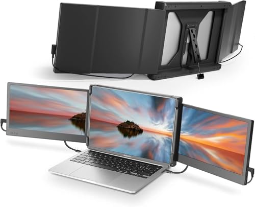Teamgee 12" Laptop Screen Extender, Dual Display Triple Setup, Portable Monitor for 13"–16" Laptops, USB-C/HDMI/USB-A Plug & Play, Ideal for Remote Work & Multitasking - size: Triple 12"