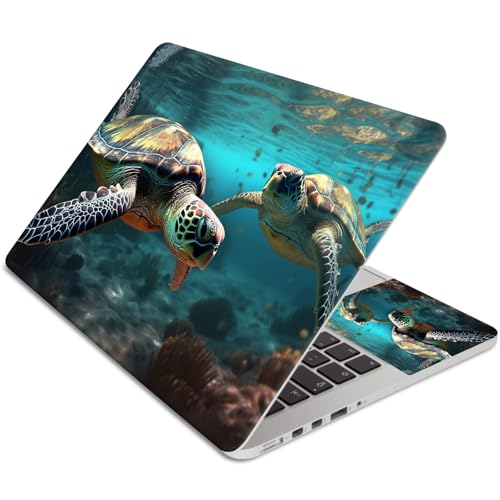 15.6 Inch Laptop Skin Sticker, Reusable Vinyl Cover Protector with 2 Wrist Pad Skins, Removable Waterproof Scratch-Resistant for 12-15.6 Inch Laptop Notebook,Turtles - color: Turtles