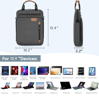 TORIBIO 13 Inch Tablet Sleeve Bag Padded Protective Travel Carrying Case | Fits 13" iPad Air M4 M3 M2, iPad Pro M5 M4 M2 M1, Samsung Galaxy Tab S9 FE+/S9+/S8+/S7 FE/S7+ 12.4" Surface Laptop Go 12.4" - color: Grey, size: 12.9 Inch