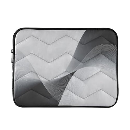 Black-White Wave Art Padded Laptop Sleeve Case 13 Inch Soft Quilted Laptop Bag Waterproof Computer Sleeves - color: Black-White Wave Art, size: Medium
